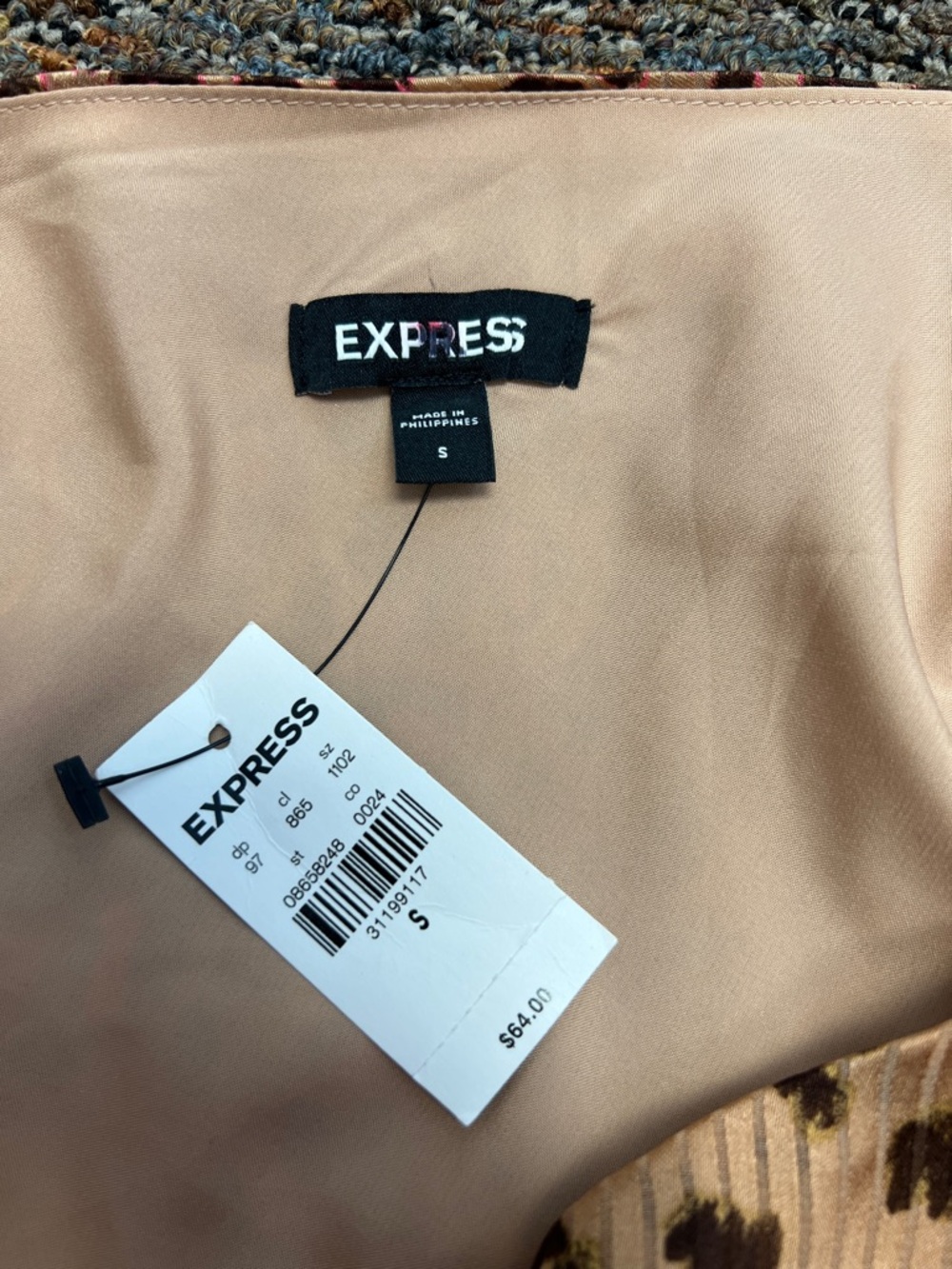 Express Women's Brown Pink One Shoulder Dressy New With Tags Blouse Size Small - Picture 3 of 11